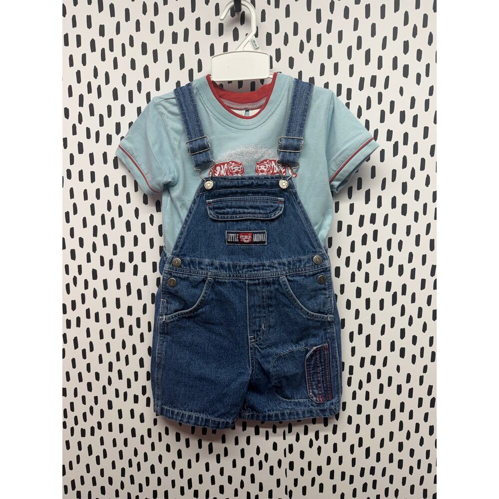 Vintage y2k Arizona Jean Co. Size 3T Overalls Blue Denim and tee nwot
